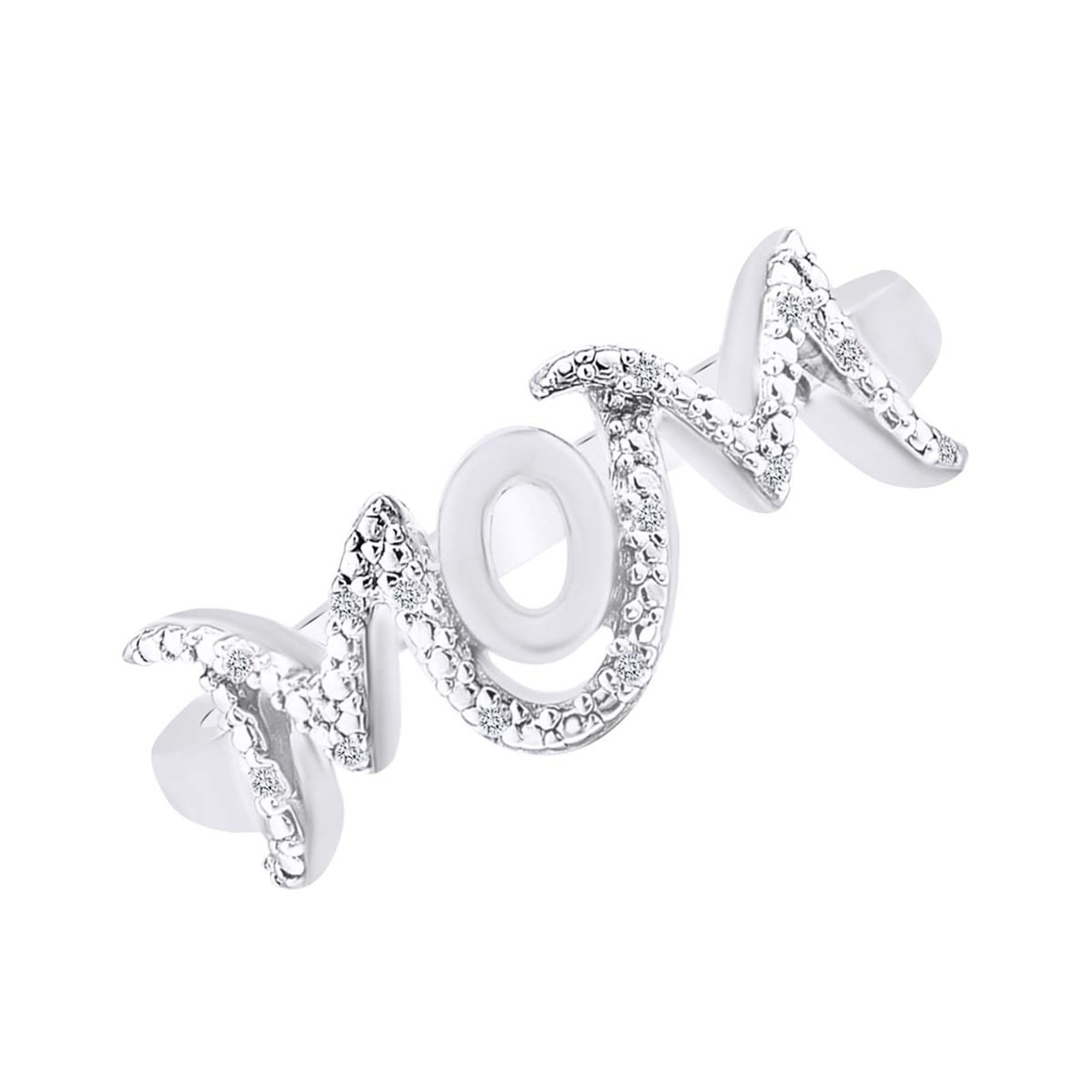 AFFY 0.05 Cttw Round Natural Diamond Accent Solitaire Mom Ring In 14k White Gold Over Sterling Silver-12.5