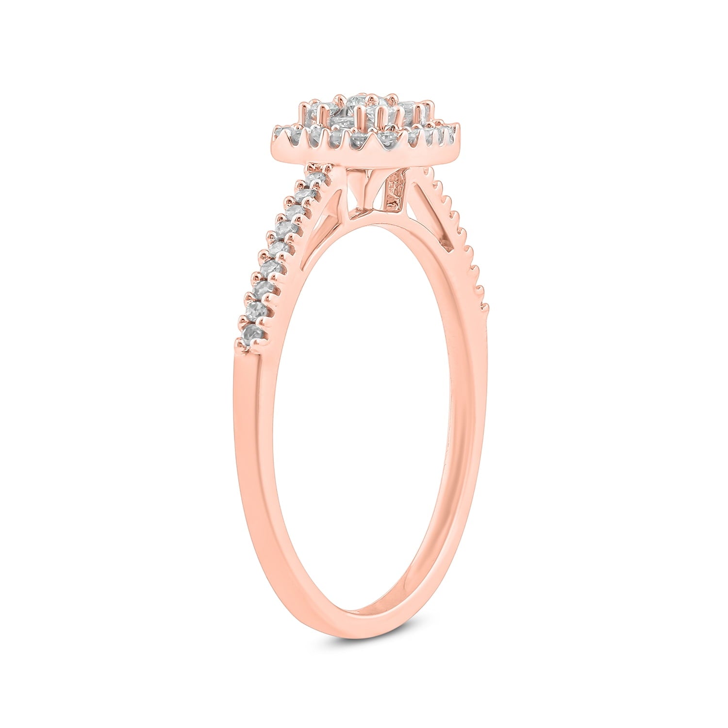 Cali Trove 10K White Gold 1/4ct TDW Round Baguette White Diamond Square Frame Fashion Ring