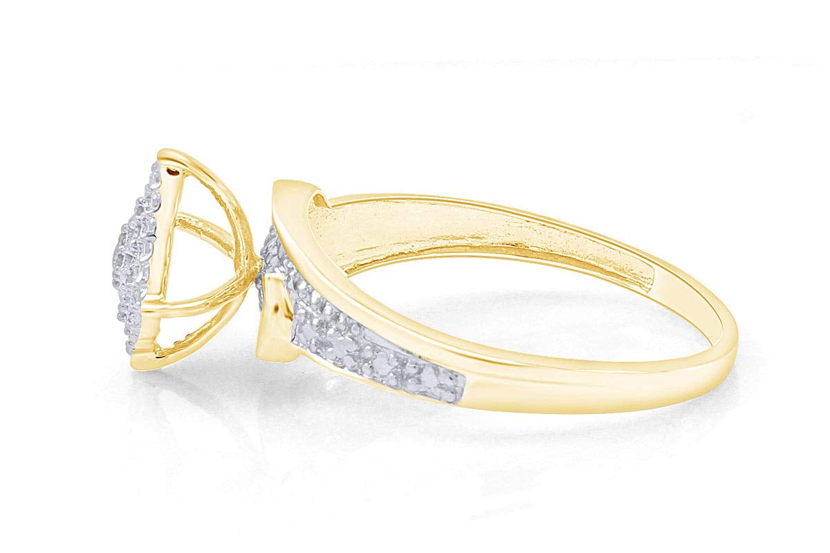 AFFY White Natural Diamond Cluster Ring in 14k Yellow Gold Over Sterling Silver