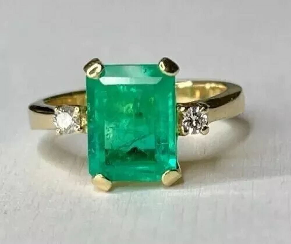 8 Carat Panna Certified Natural Colombian Emerald Ring 925 Silver Emerald Cut Astrology