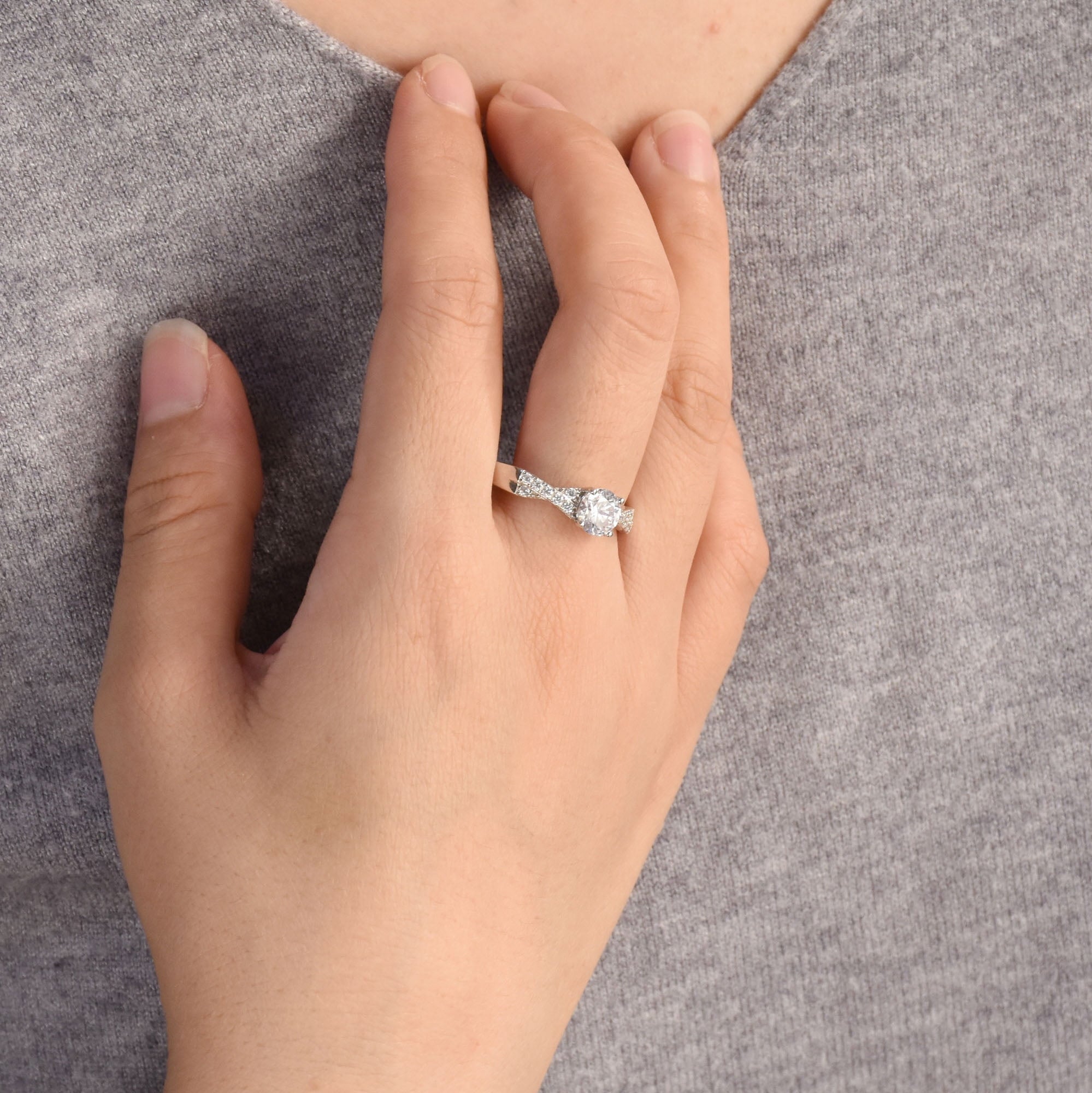 Bling Jewelry Womens Round 2CT Solitaire Pave CZ Twist Infinity Engagement Ring Sterling Silver