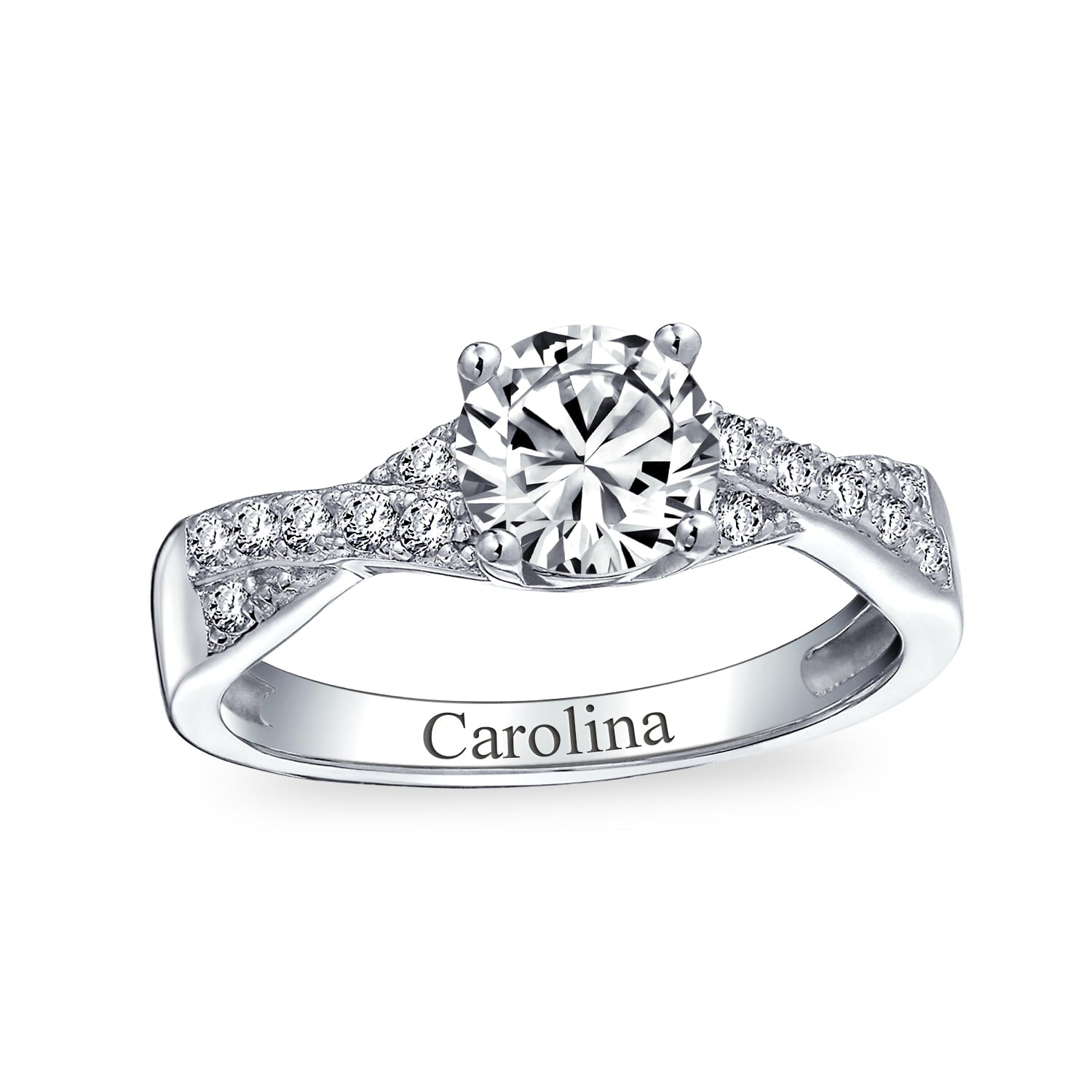 Bling Jewelry Womens Round 2CT Solitaire Pave CZ Twist Infinity Engagement Ring Sterling Silver