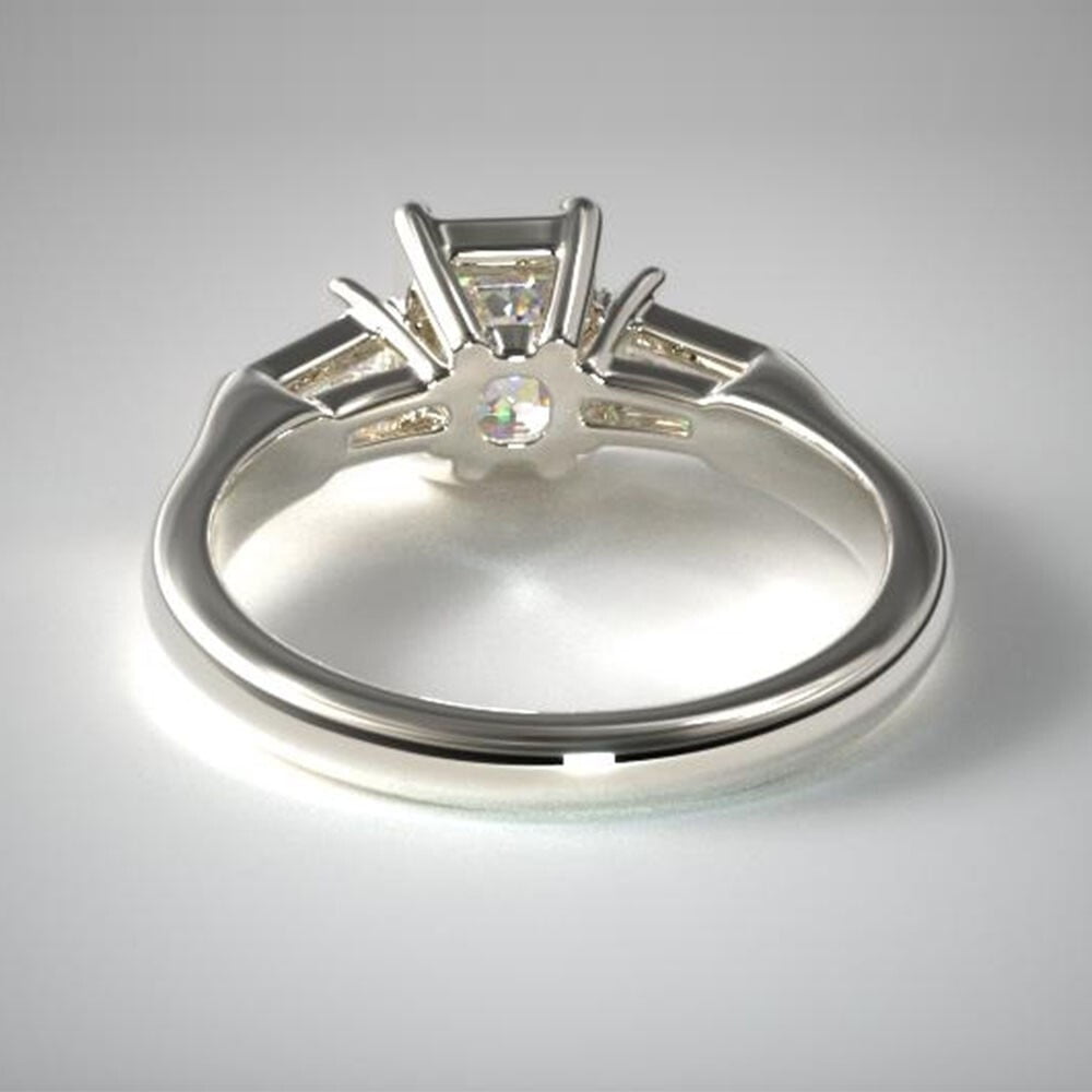 2.20Ct Emerald Cut VVS1/D Diamond Three Stone Women's Wedding Ring Solid 14k White Gold